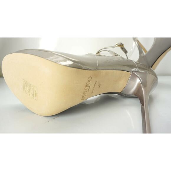 Jimmy Choo Metallic Patent Atlas Platform Strappy Sandals - Picture 9 of 10